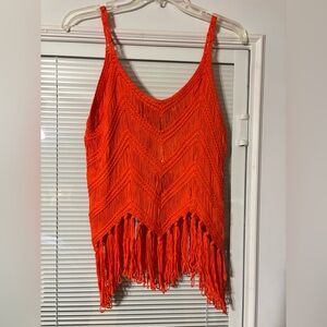 Rebellion Orange Fringe Tank Top